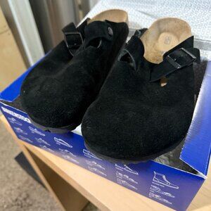 Birkenstock Boston Clog Soft Footbed - Black Suede - Mens 43 (US 10)